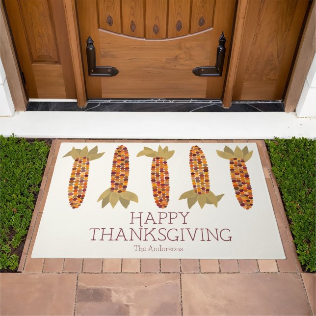 Maize or Indian Corn Happy Thanksgiving Doormat (Outdoor)