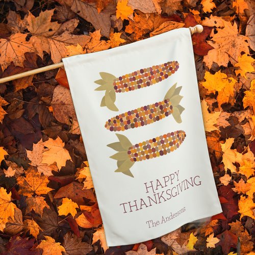 Maize or Indian Corn Happy Thanksgiving House Flag