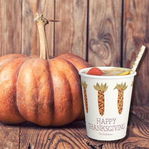 Maize or Indian Corn Happy Thanksgiving Paper Cups