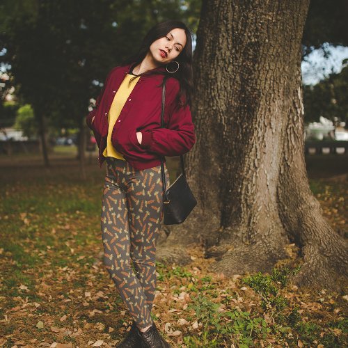 Maize or Indian Corn Patterned Brown Leggings