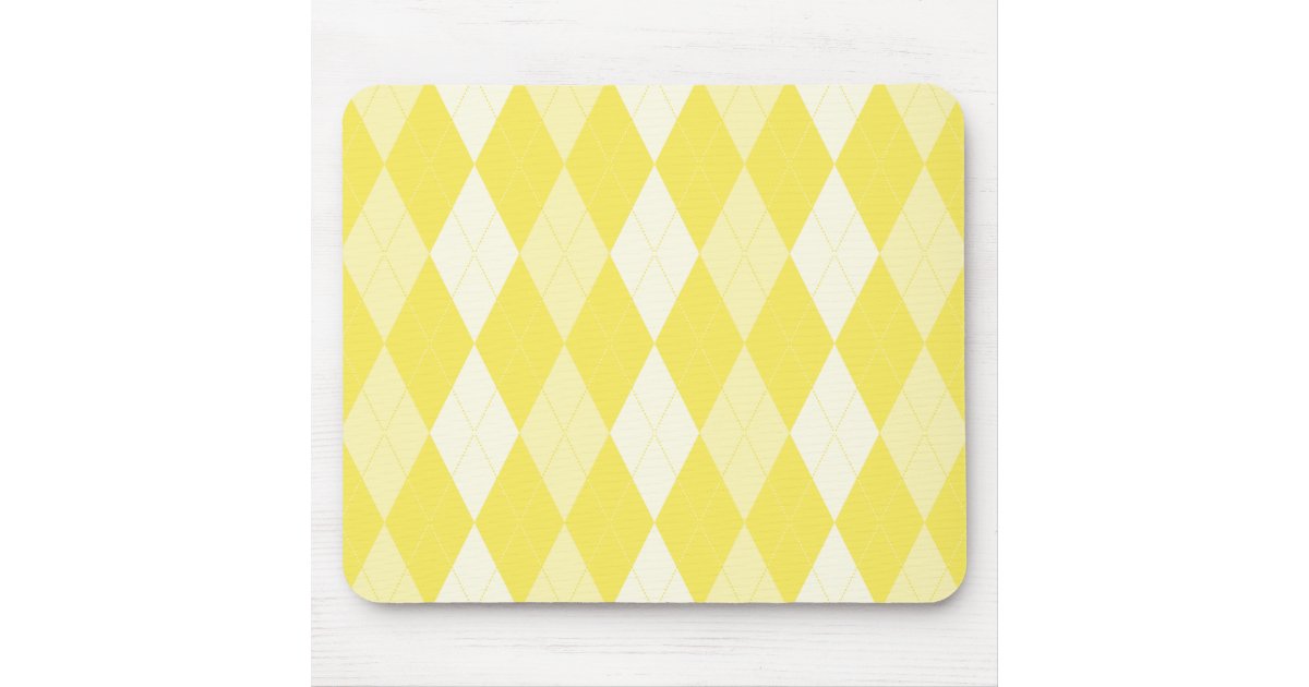 Maize Yellow Argyle Pale Gold Small Diamond Shape Mouse Pad | Zazzle
