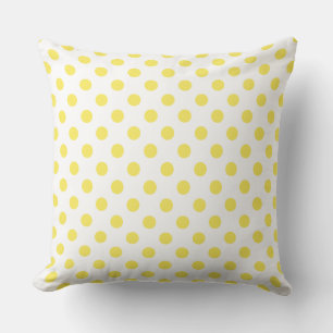 Maize Yellow Polka Dots Circles Throw Pillow