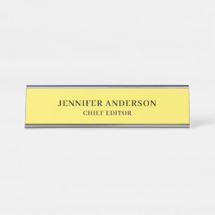 Maize Yellow Professional Modern Plain Minimalist Desk Name Plate