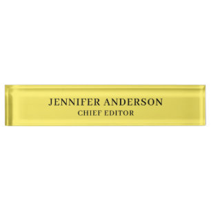 Maize Yellow Professional Modern Plain Minimalist Desk Name Plate