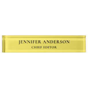 Maize Yellow Professional Modern Plain Minimalist Desk Name Plate