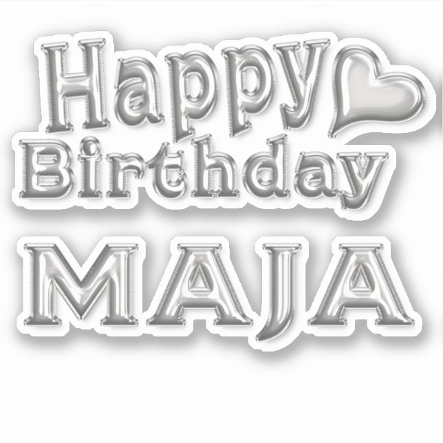 Maja Happy Birthday silver Sticker (Front)