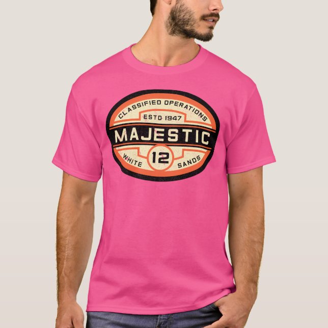 Majestic 12 Oval Logo (Orange) T-Shirt (Front)