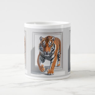 Majestic 3D Tiger Illustration Hyper-Realistic Giant Coffee Mug