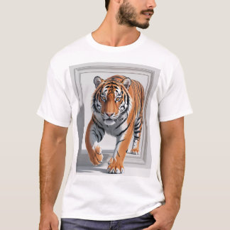 Majestic 3D Tiger Illustration | Hyper-Realistic T-Shirt