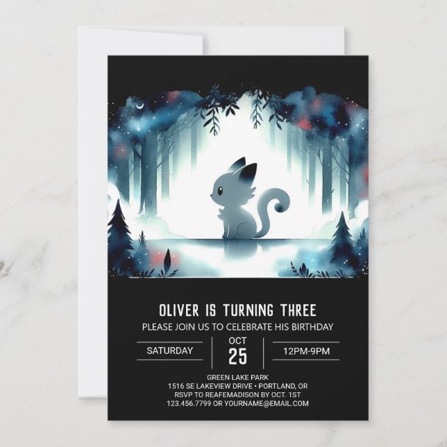 Majestic Adorable Cat Birthday  Invitation (Front)