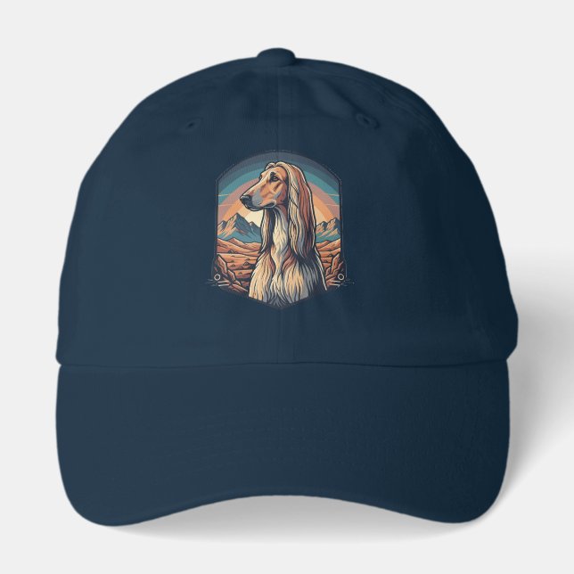 Majestic Afghan Hound Mountain Sunset Graphic Hat (Front)