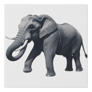 Majestic African Elephant Walking with Large Tusks Faux Canvas Print