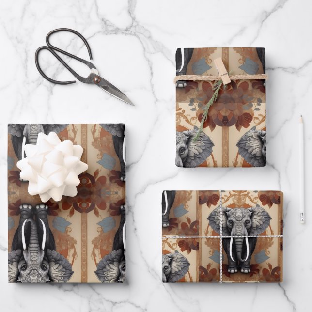 Majestic African Elephant  Wrapping Paper Sheets (Front)
