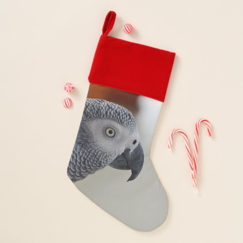 Majestic African Grey Parrot Christmas Stocking
