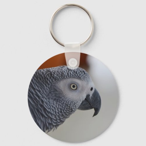 Majestic African Grey Parrot Keychain