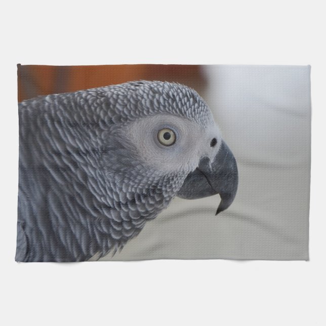 Majestic African Grey Parrot Towel (Horizontal)