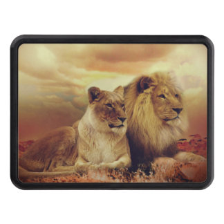 Majestic African Lion And Lioness Hitch Cover