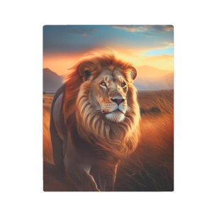 Majestic African Lion in a Serengeti Sunset Metal Print