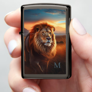 Majestic African Lion in a Serengeti Sunset Zippo Lighter