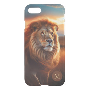 Majestic African Lion Sunset Monogrammed iPhone SE/8/7 Case