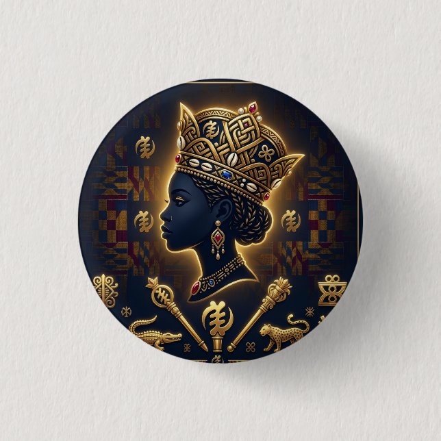 Majestic African queen portrait  Button (Front)