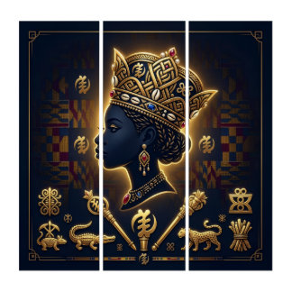 Majestic African queen portrait  Triptych