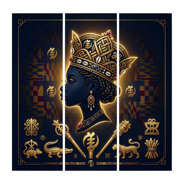 Majestic African queen portrait  Triptych (Front)