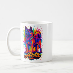 Majestic Akita – Vibrant Colorful Pop Art Illustra Coffee Mug
