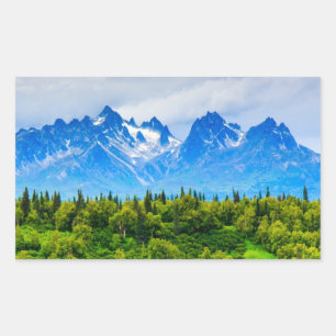 Majestic Alaska Mountains Rectangular Sticker