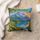 Majestic Alpine Mountain Lake Sunset Landscape Art throw pillow featuring colorful mountain scenery