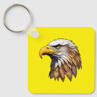 Majestic American Bald Eagle Head Patriotic USA Keychain