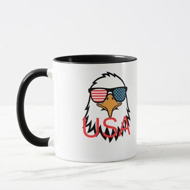 Majestic American Bald Eagle in Watercolor Mug (Left)