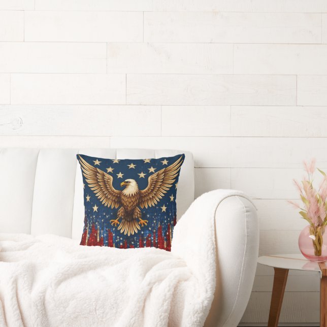 “Majestic American Eagle Throw Pillow – Patriotic  (Couch)