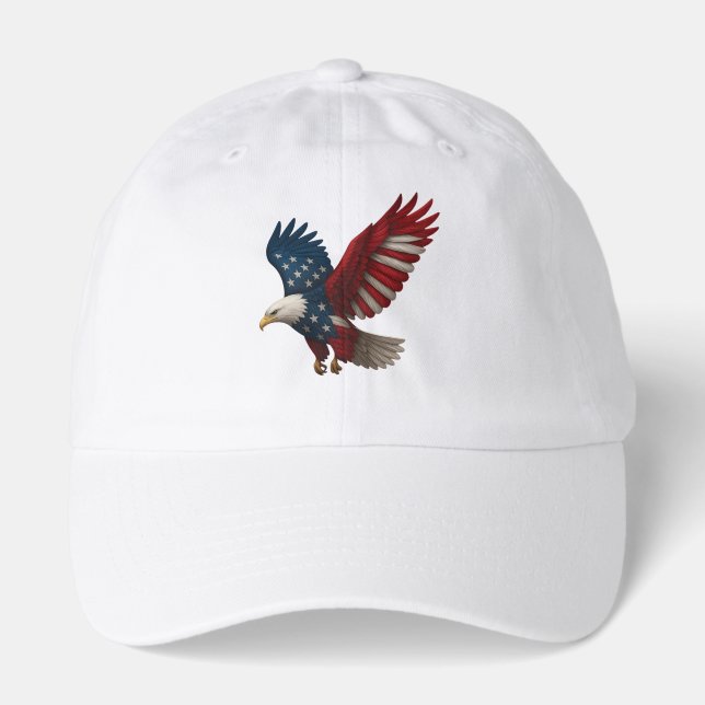 Majestic American Flag Eagle Patriotic Embroidered Hat (Front)