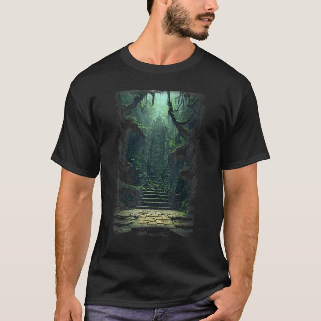 Majestic Ancient Inca Fantasy Temple Deep In The J T-Shirt (Front)