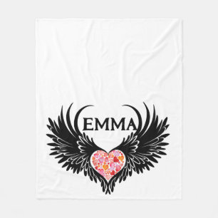 Majestic Angel with Black Wings Fleece Blanket