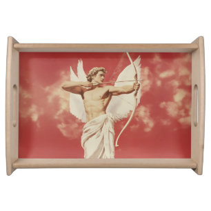 Majestic Angelic Archer - A Symbol of Love and Pas Serving Tray