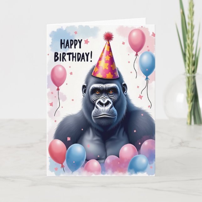Majestic Ape Party Hat Card (Front)