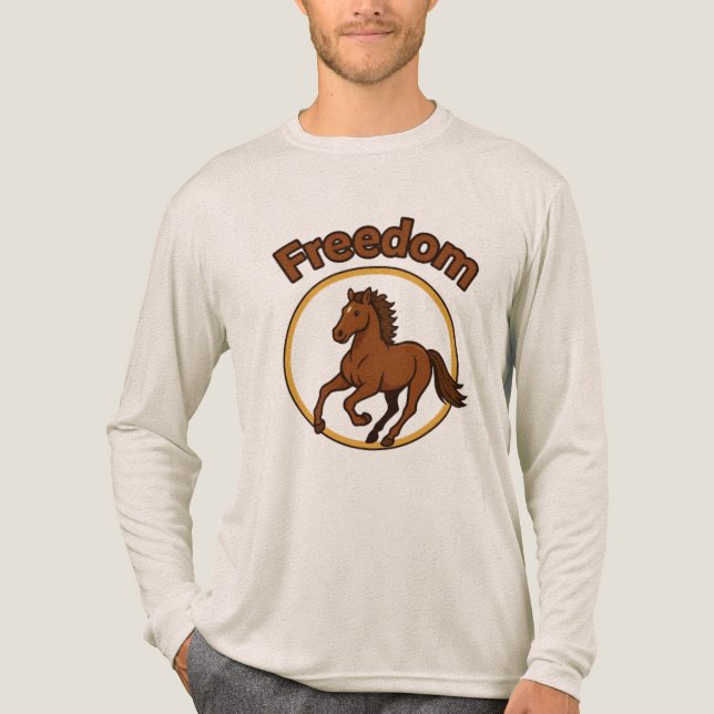 **Majestic Arabian Horse in the Golden Desert** Tri-Blend Shirt (Front)