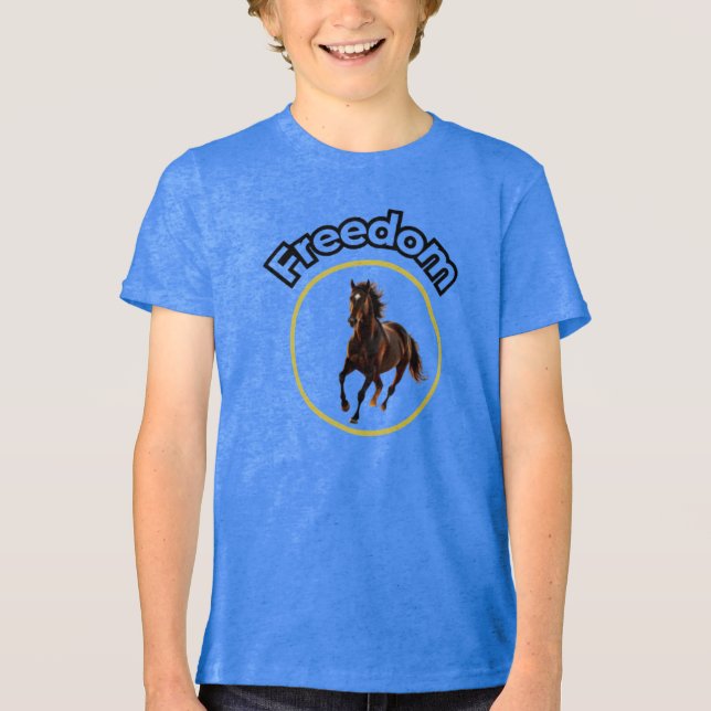 **Majestic Arabian Horse in the Golden Desert** Tri-Blend Shirt (Front)