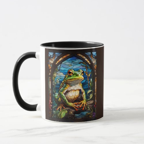 Majestic Arcane Frog Stained Glass Illustration Mug