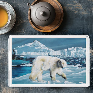 Majestic Arctic Polar Bear Blue Glaciers Icebergs Acrylic Tray