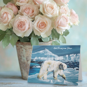 Majestic Arctic Polar Bear Blue Glaciers Icebergs Card