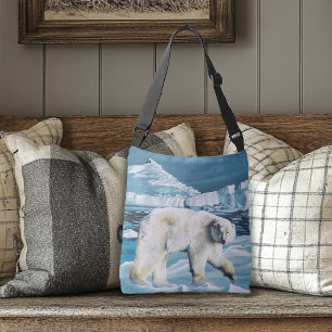 Majestic Arctic Polar Bear Blue Glaciers Icebergs Crossbody Bag