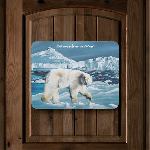 Majestic Arctic Polar Bear Blue Glaciers Icebergs Door Sign