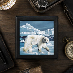 Majestic Arctic Polar Bear Blue Glaciers Icebergs Jewelry Box