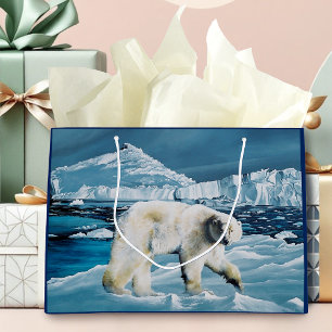 Majestic Arctic Polar Bear Blue Glaciers Icebergs Large Gift Bag