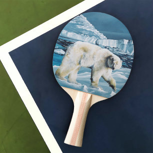 Majestic Arctic Polar Bear Blue Glaciers Icebergs Ping Pong Paddle