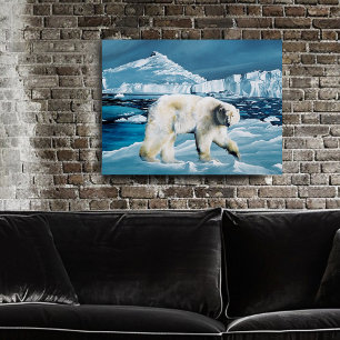 Majestic Arctic Polar Bear Blue Glaciers Icebergs Poster