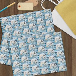Majestic Arctic Polar Bear Blue Glaciers Icebergs Tissue Paper